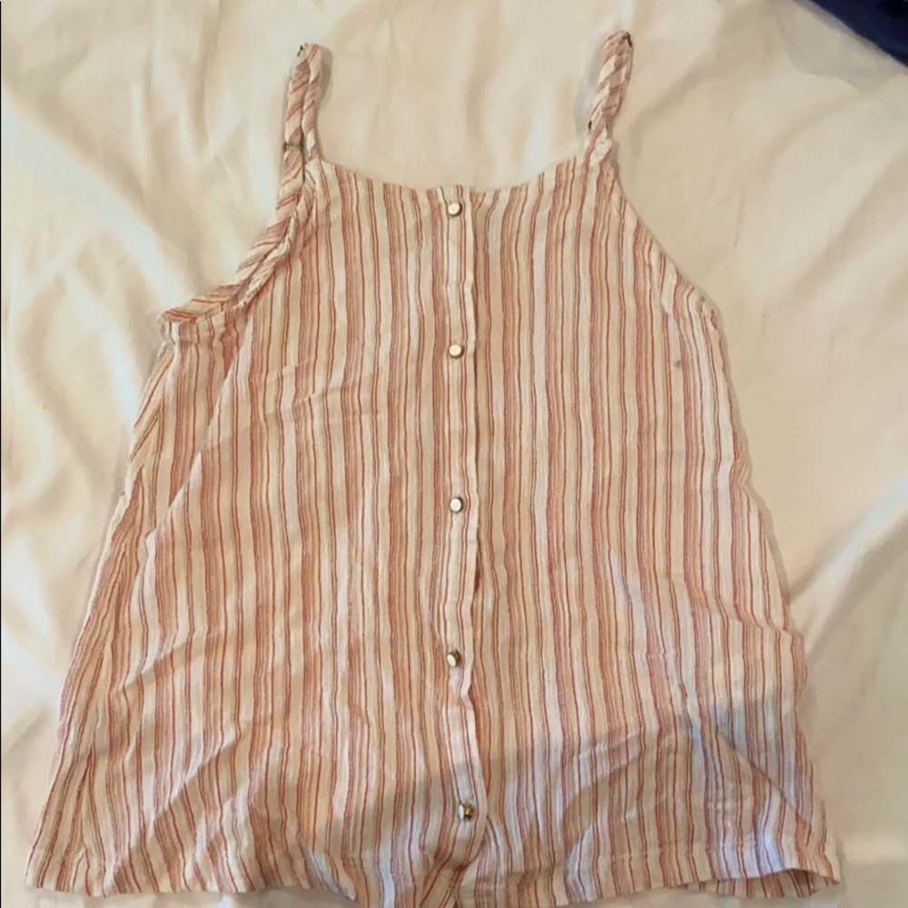 Striped button down top